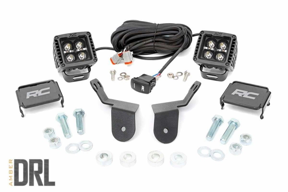 Fits Honda Pioneer 1000 LED Light Cage Mount 2_ Black Pair Amber DRL 92021